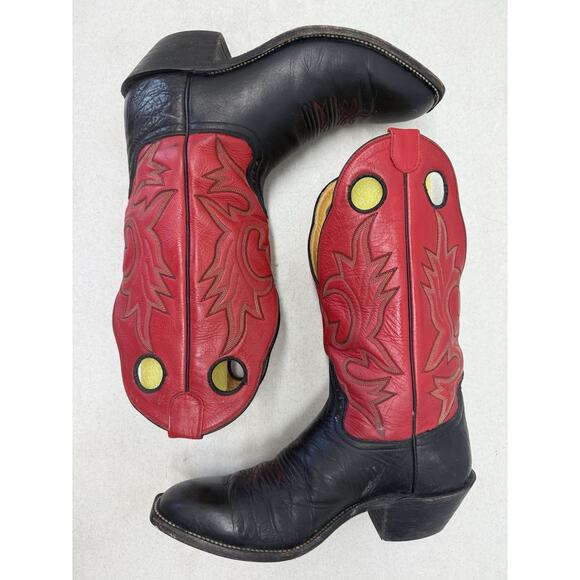 HONCHO BOOTS Men\'s Size 9.5 D Black & Red Leather Western main image 4